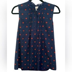 A New Day Navy Top with Lace Collar